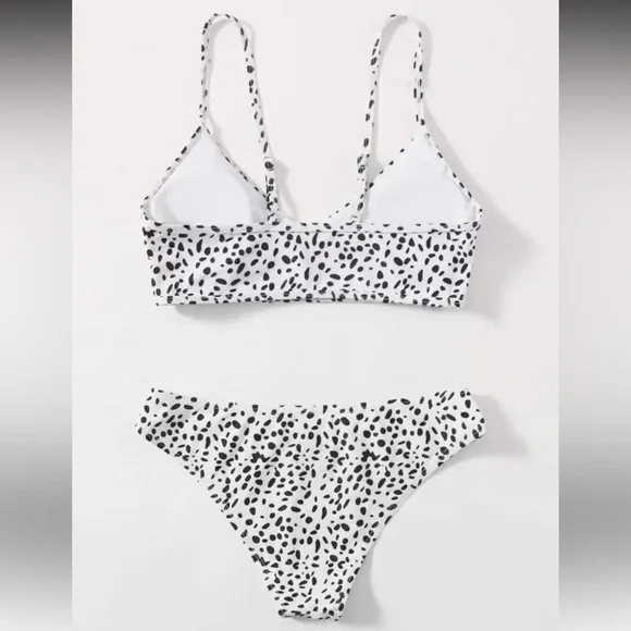 SHEIN Black and White Dalmatian Print Bikini Set - Picture 2 of 6